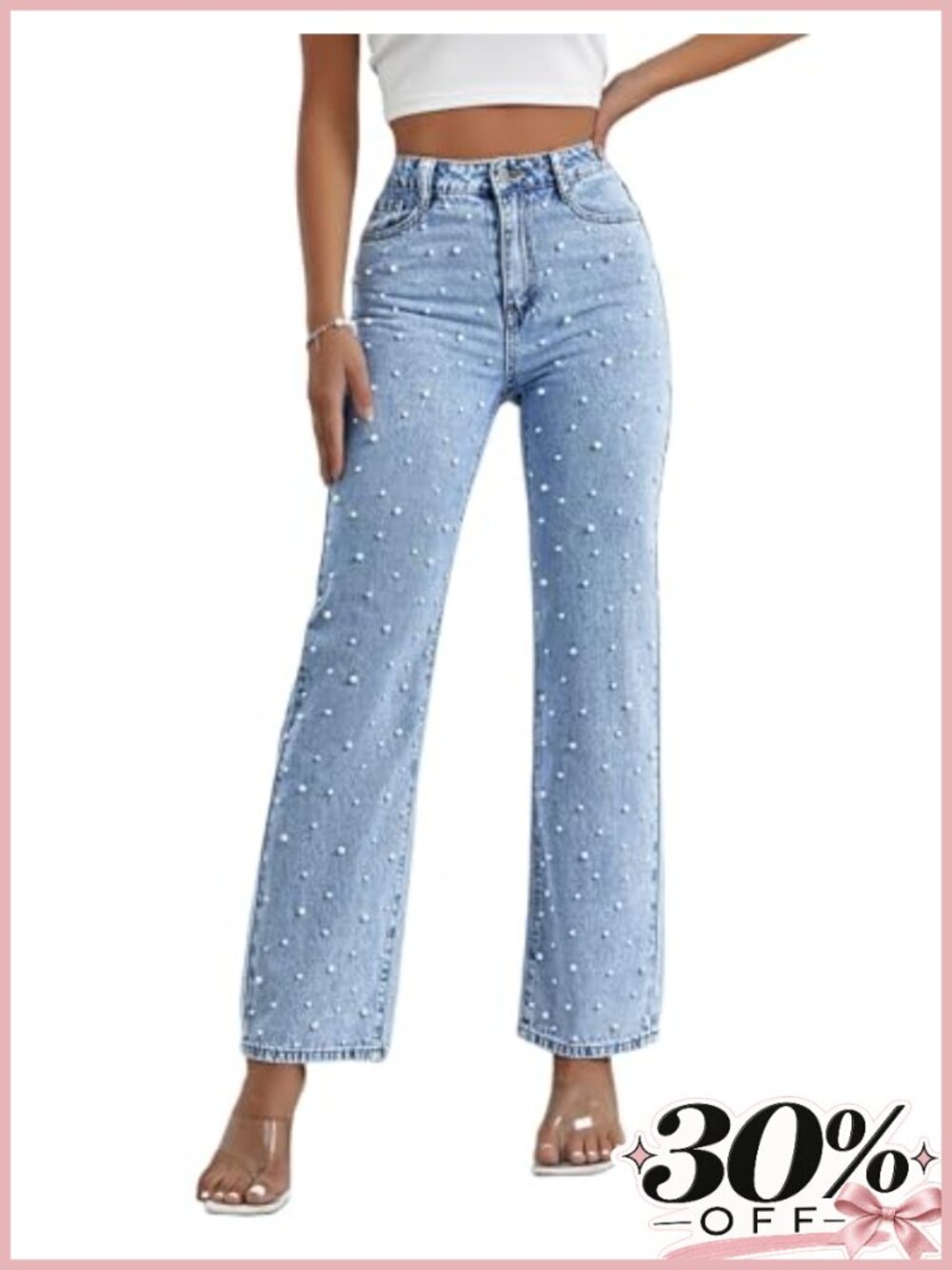 Kedera High Waisted Wide Leg Boyfriend Jeans Trouser Non-Stretch Cotton
